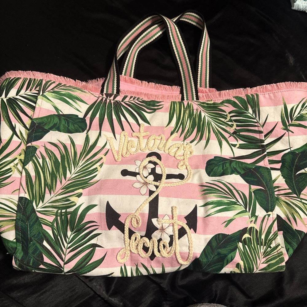 Victoria's Secret Tropical Pink and Green Tote